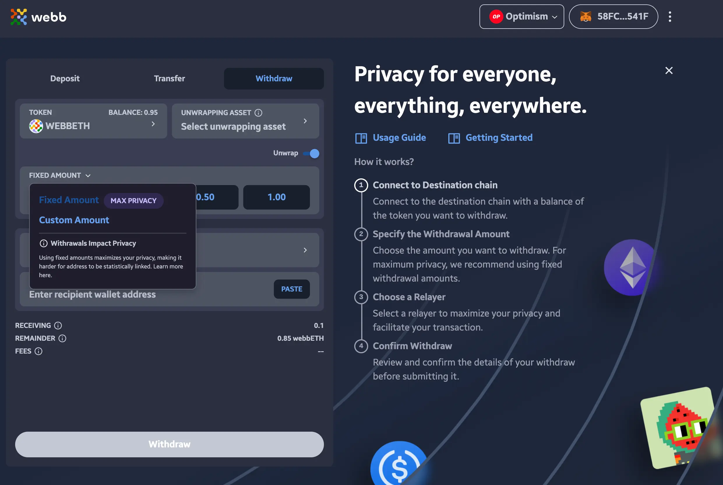 withdraw custom amount